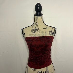Y2K Red graphic Skull Tube Top